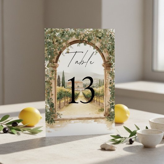Numéro De Table Italian Vineyard Wedding Tuscan 