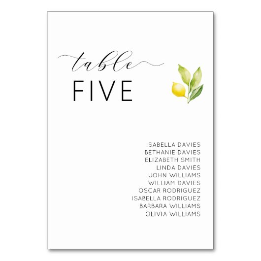 Numéro De Table Italien Grèce Citron Citrus Mariage Numéros de tab (Par défaut)