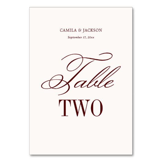 Numéro De Table Ivory and Burgundy Wedding (Par défaut)