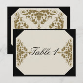 Numéro de table Ivory Black and Gold Mariage damas (Devant / Derrière)