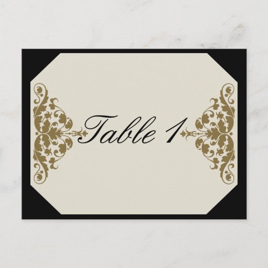 Numéro de table Ivory Black and Gold Mariage damas (Devant)