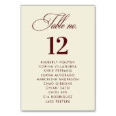 Numéro De Table Ivory Burgundy Seating Chart Names Wedding Sign (Dos)