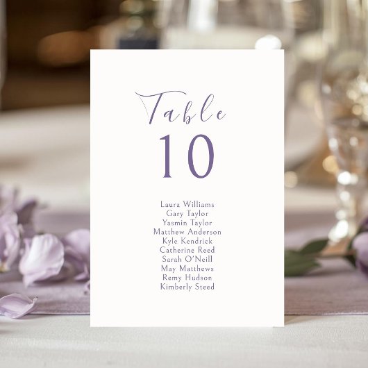 Numéro De Table Ivory | Chic Lavender Wedding Seating & Table Card