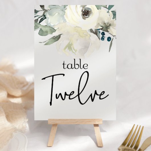 Numéro De Table Ivory White Roses Floral Mariage Numéro de tableau