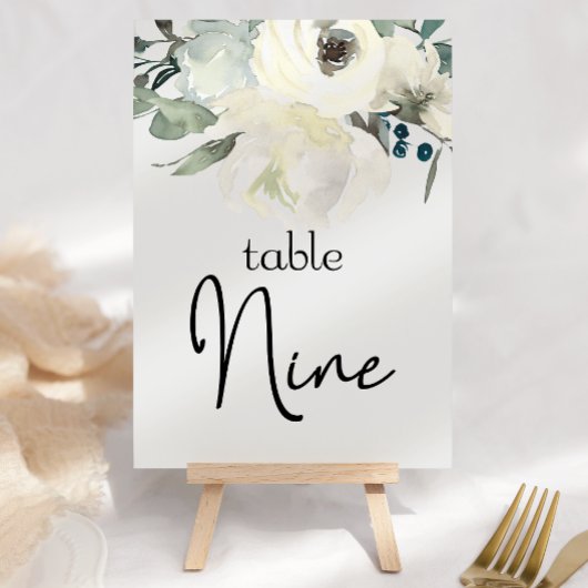 Numéro De Table Ivory White Roses Floral Mariage Numéro de tableau