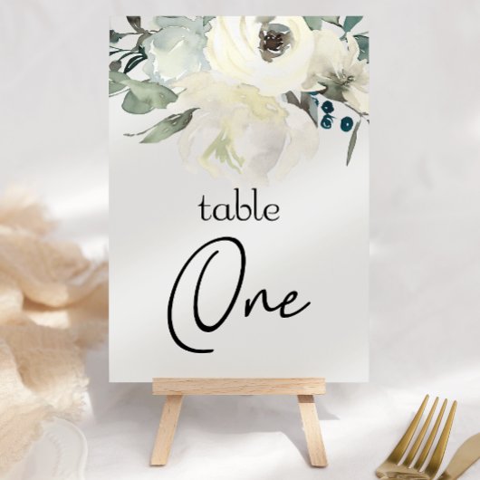 Numéro De Table Ivory White Roses Floral Mariage Numéro de tableau