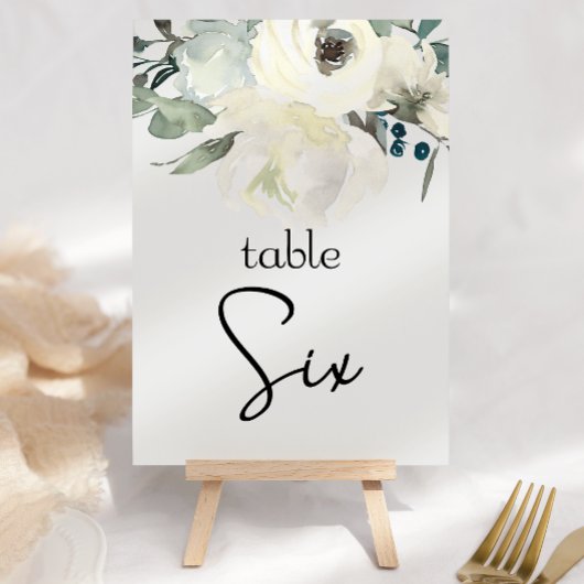 Numéro De Table Ivory White Roses Floral Mariage Numéro de tableau