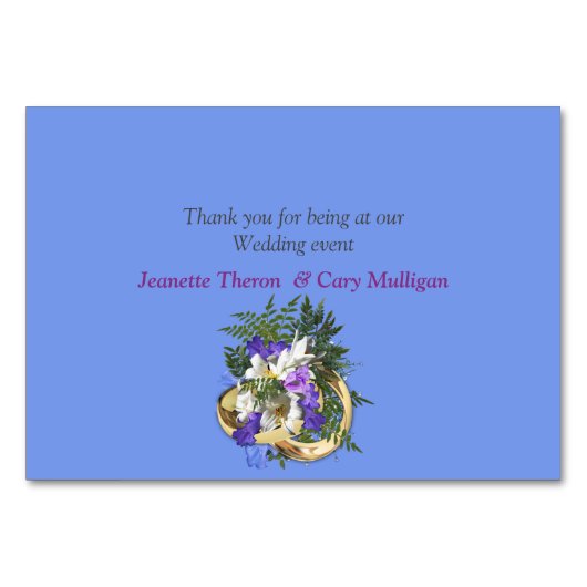 Numéro De Table Jacaranda Blooms & Lily Bouquet Thème (Dos)