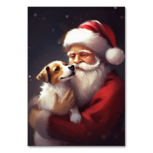 Numéro De Table Jack Russell Avec Noël Festif Du Père Noël
