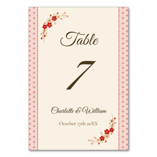 Numéro De Table Japanese Sakura Asanoha Table Number (Par défaut)