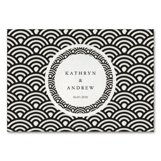 Numéro De Table Japonaise Seigaiha Vague Mariage Élégant (Dos)