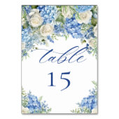Numéro De Table Jardin anglais Blue Hydrangea White Roses Mariage (Dos)