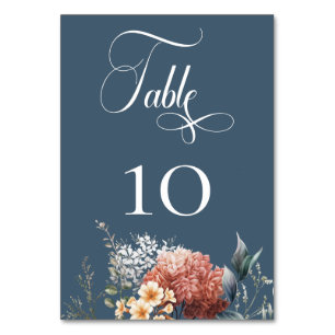 Numéro De Table Jardin bleu romantique moderne Mariage floral
