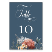 Numéro De Table Jardin bleu romantique moderne Mariage floral (Dos)