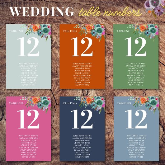 Numéro De Table Jardin bohémien clair Boho Fleur sauvage Mariage