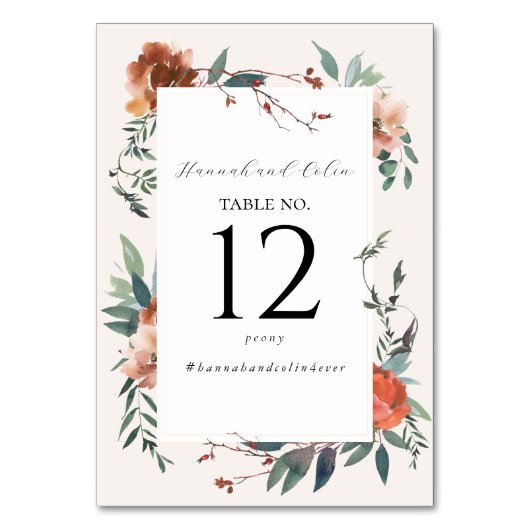 Numéro De Table Jardin botanique élégant aux pêches Marsala (Par défaut)