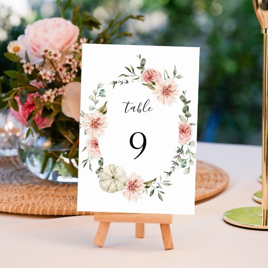 Numéro De Table Jardin botanique fleuri Wreath Mariage d'aquarelle
