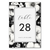 Numéro De Table Jardin botanique noir floral foncé Mariage élégant (Dos)