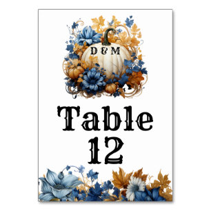 Numéro De Table Jardin d'automne élégant Citrouille blanc