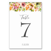 Numéro De Table Jardin d'été Aquarelle Florale Mariage Numéro de t (Dos)