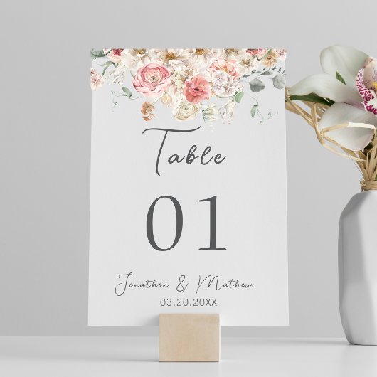 Numéro De Table Jardin d'été Aquarelle Mariage floral