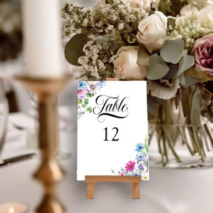 Numéro De Table Jardin fleur sauvage Élégant Mariage Floral
