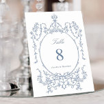 Numéro De Table Jardin Floral Classique Cadre Dusty Blue Mariage<br><div class="desc">Numéro de table de mariage vintage classique. Pour une personnalisation plus avancée de cette conception,  cliquez sur le BOUTON DESIGN TOOL ci-dessus !</div>