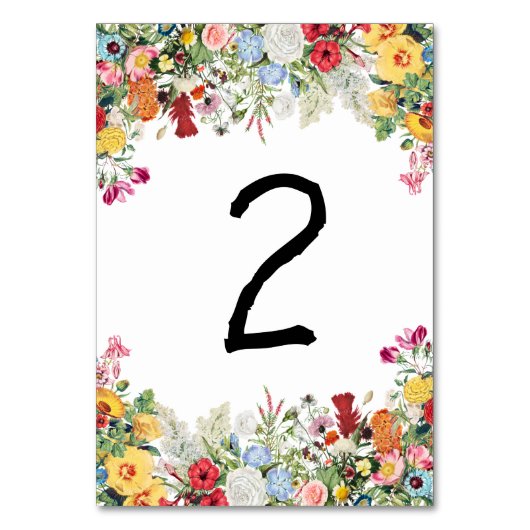Numéro De Table Jardin Floral Fleurs colorées Mariage (Par défaut)