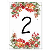 Numéro De Table Jardin Floral Rouge Mariage de fleurs botaniques (Dos)