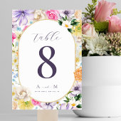 Numéro De Table Jardin lumineux Floral Chic Monogramme Élégant Mar