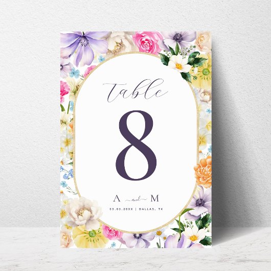 Numéro De Table Jardin lumineux Floral Chic Monogramme Élégant Mar