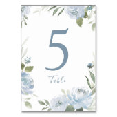 Numéro De Table Jardin romantique mariage floral bleu poussiéreux (Dos)