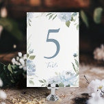 Numéro De Table Jardin romantique mariage floral bleu poussiéreux<br><div class="desc">Aquarelle fleurie en bleu poussiéreux et vert sauge,  élégante et romantique,  grandes cartes de table mariage pour mariage moderne,  mariage romantique,  mariage de jardin botanique au printemps et en été. Voir toutes les pièces correspondantes dans la collection.</div>