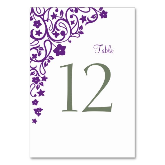 Numéro De Table Jardin Secret Purple Floral Mariage Numéro de tabl (Dos)