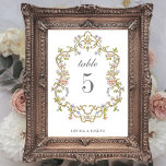 Numéro De Table Jardin vintage | Mariage Luxe coloré<br><div class="desc">Ces superbes et belles cartes de table mariages ont un style ancien, tandis que la crête baroque illustrée ornée de fleurs colorées et de feuilles dans des tons subtils de pêche, rose, violet, vert et neutres sur un arrière - plan blanc. Un look fantaisiste qui rappelle aussi le style Art...</div>