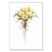 Numéro De Table Jaune Canari Freesia Florale Romantique Mariage (Dos)
