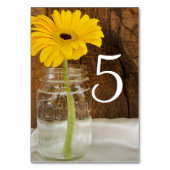 Numéro De Table Jaune dans Mason Jar Numéro de tableau Mariage (Dos)