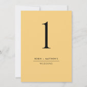 Numéro de table jaune élégant et simple (Dos)