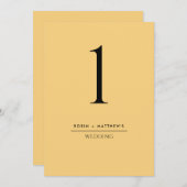 Numéro de table jaune élégant et simple (Devant / Derrière)