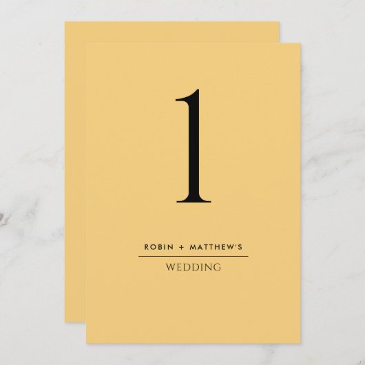 Numéro de table jaune élégant et simple (Devant / Derrière)