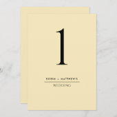 Numéro de table jaune élégant et simple Dusty (Devant / Derrière)