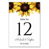 Numéro de table jaune Mariage blanc Tournesol (Dos)