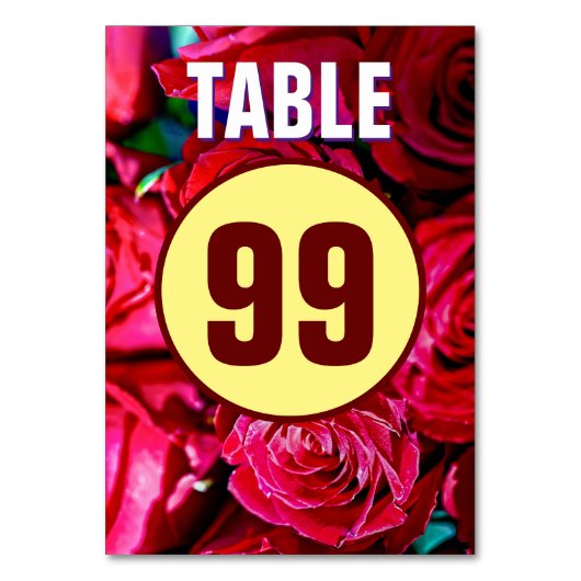 Numéro De Table Joli Ensemble De Roses Rouges (Par défaut)