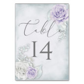 Numéro De Table Joli Lilac pâle et Mariage Roses blanches (Dos)