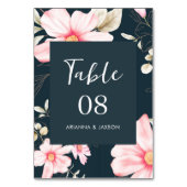 Numéro De Table Joli Mariage bleu floral (Dos)