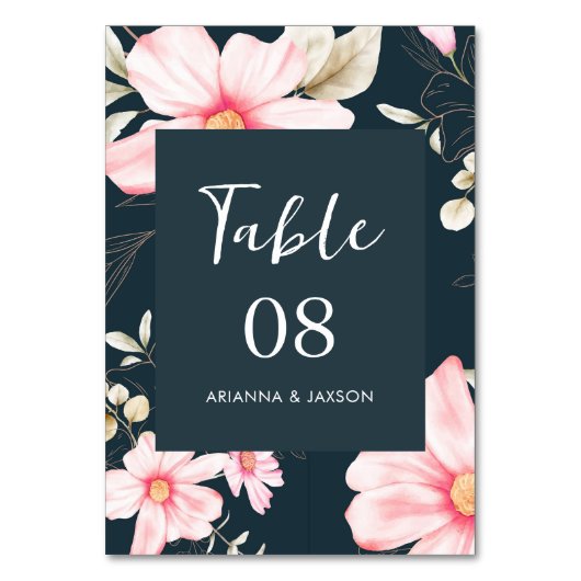 Numéro De Table Joli Mariage bleu floral (Par défaut)