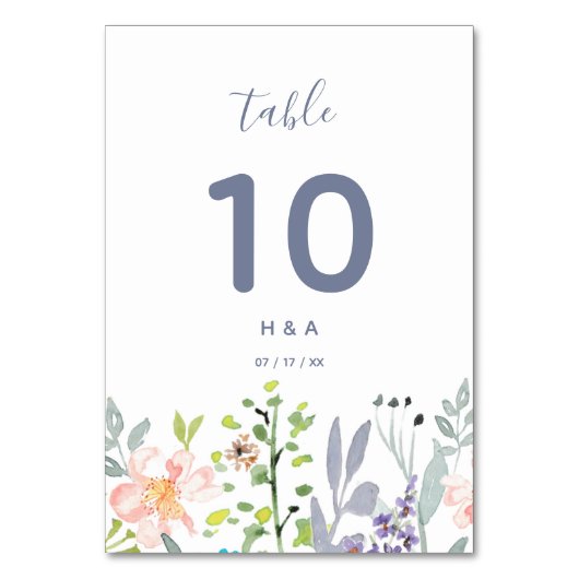 Numéro De Table Joli mariage botanique rustique aquarelle (Par défaut)