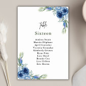 Numéro De Table Joli Mariage Floral Bleu Dusty