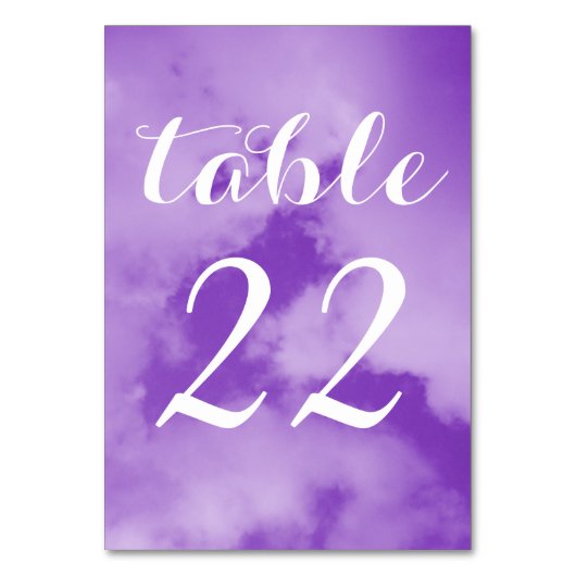 Numéro De Table Joli Puffy Purple Nuages Tintés Blanc Numéroté (Par défaut)