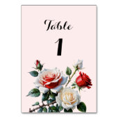 Numéro De Table Joli rose blanc rose rose rose mariage floral (Dos)